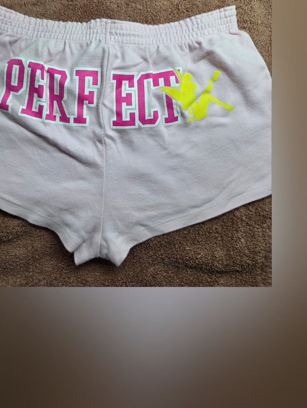 Disney Tinkerbell Pink 'PERFECT' Athletic Lounge Shorts Women's Juniors 7/9 NWOT